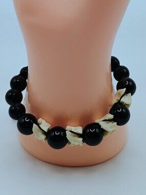Natural Black Onyx Bracelet with Macrame Woven Details